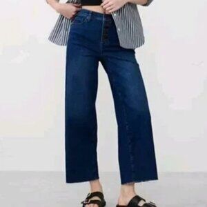 NEW NWT! BANANA REPUBLIC WIDE LEG HIGH RISE JEANS CROPPED RAW HEM sz 33/16 TALL